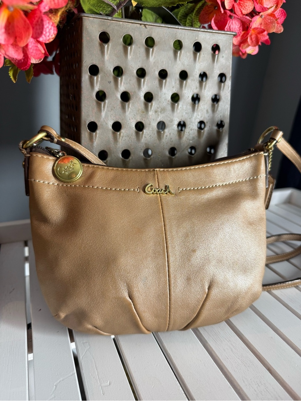 Coach Authentic Ashley Rose Gold / Bronze Leather Shoulder /Crossbody Purse EUC